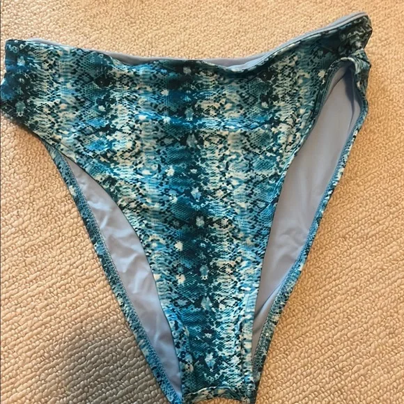 Blue Patterned High-Waist Bikini Set - Picture 2 of 5